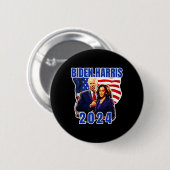 Biden Harris Amerikaanse vlag stemming 2024 Verkie Ronde Button 5,7 Cm (Voorkant /achterkant)