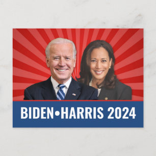 Biden Harris Foto - 2024 ster - Rood Wit Blauw Briefkaart