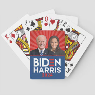 Biden Harris Foto - 2024 ster - Rood Wit Blauw Pokerkaarten