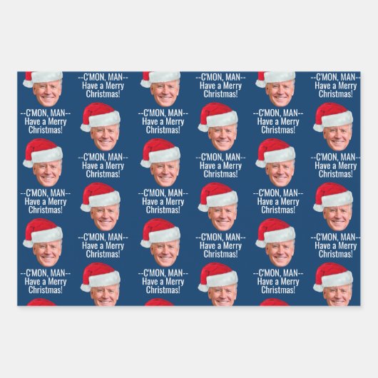 Biden Harris - Joe Santa Hat - C'mon Man Inpakpapier Vel (Voorkant)