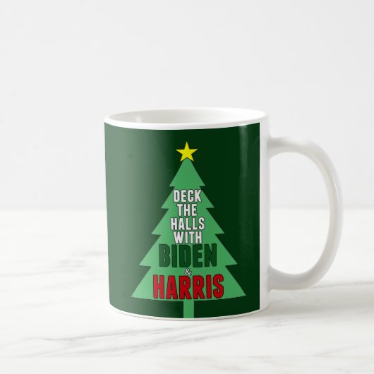 Biden Harris kerstboom Decf the Halls Koffiemok (Rechts)