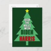 Biden Harris Kerstboom Deck de Hallen Feestdagenkaart (Voorkant / Achterkant)