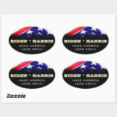 BIDEN HARRIS Laat Amerika weer leiden Ovale Sticker (Vel)