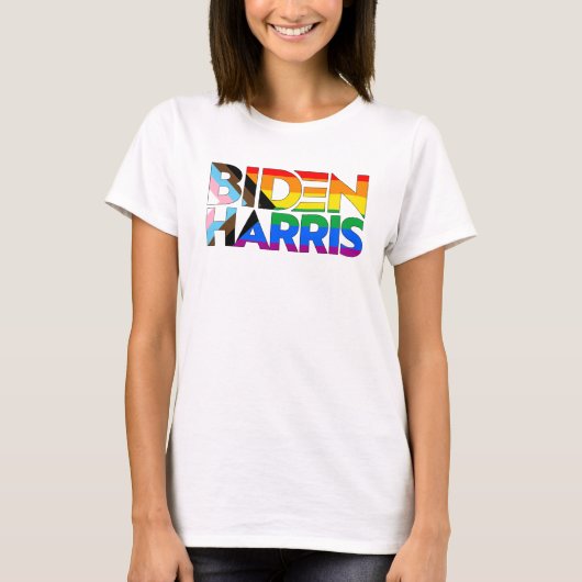 Biden Harris LGBTQ+ Progress Pride T-shirt (Voorkant)