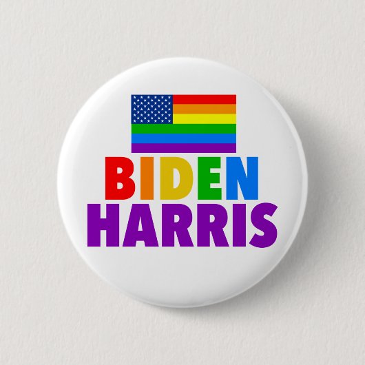 Biden Harris Rainbow American Flag Gay Pride Ronde Button 5,7 Cm (Voorkant)
