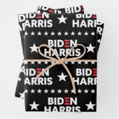 Biden / Harris Stars Pattern Black en White Inpakpapier Vel (In situ)
