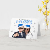 Biden Harris: We dromen van een blauw kerstfeest Kaart (Gele Bloem)