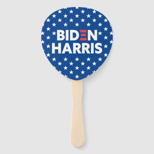 Biden / Harris White Stars Pattern Blue Handwaaier (Voorkant)