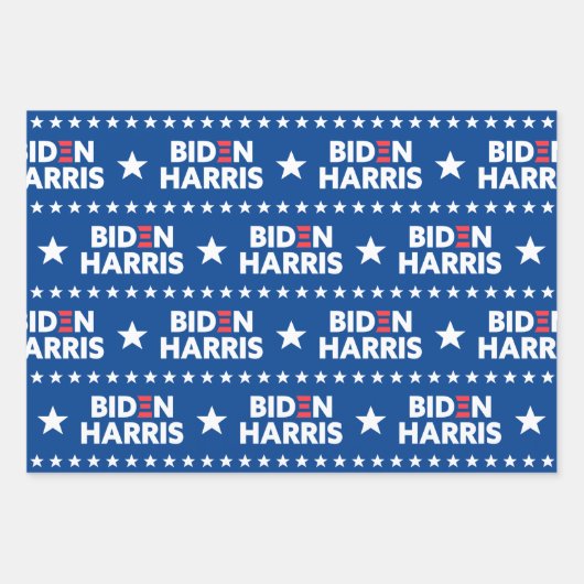 Biden / Harris White Stars Pattern Blue Inpakpapier Vel (Voorkant)