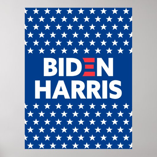 Biden / Harris White Stars Pattern Blue Poster (Voorkant)