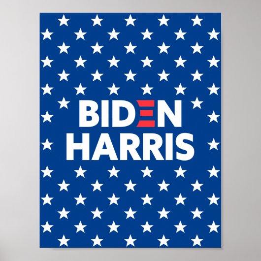 Biden / Harris White Stars Pattern Blue Poster (Voorkant)