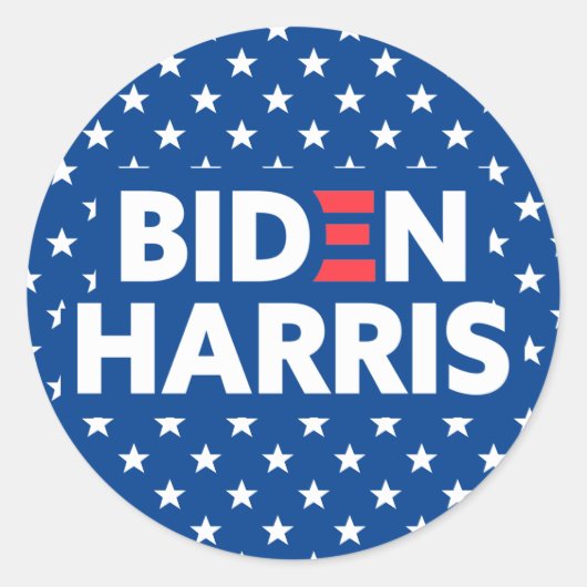 Biden / Harris White Stars Pattern Blue Ronde Sticker (Voorkant)