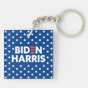Biden / Harris White Stars Pattern Blue Sleutelhanger