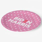 Biden / Harris White Stars Pattern roze Papieren Bordje (Gekanteld)