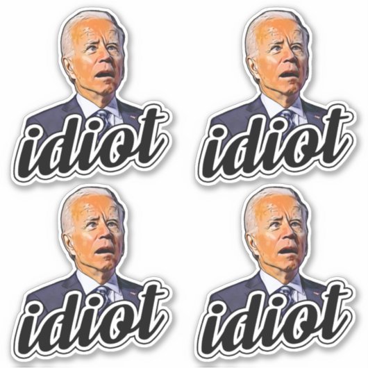 Biden is een idioot grappig anti Biden Pro troef 2 Sticker (Voorkant)