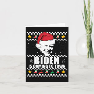 Biden komt naar de stad lelijke kersttrui Mem Kaart