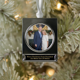 Biden State of the Christmas Union Verzilverd Banner Ornament