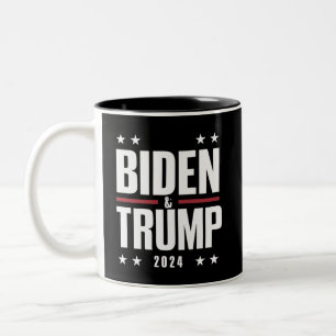 Biden Trump 2024 Grappige Verkiezing Presidentiële Tweekleurige Koffiemok