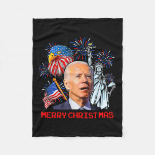 Biden Verward Patriottische Vrolijke Kerstmis voor Fleece Deken