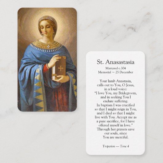 Bidsprenskaarten | St. Anastasia Visitekaartje (Voorkant / Achterkant)