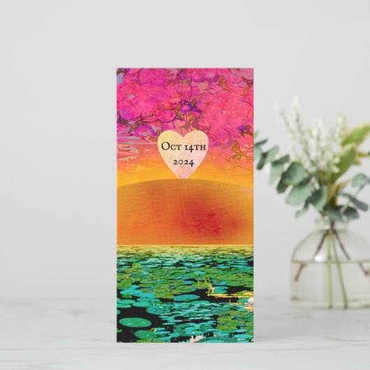 BIDSPRINKHAAN BIJ ZONSONDERGANG SAVE THE DATE (Staand voorkant)