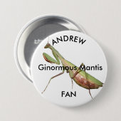 bidsprinkhaan, Ginormus Mantis Ronde Button 7,6 Cm (Voorkant /achterkant)