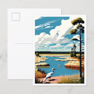 Biebrza Polen Kunst vintage reisillustratie Briefkaart