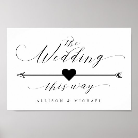 Bieden op deze manier Elegant Script Direction Sig Poster (Voorkant)