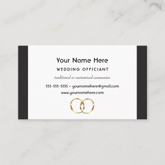 Bieden van bruidsbanden met zwarte strepen visitekaartje (Voorkant)
