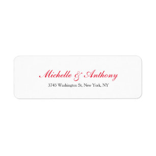 Bieden van Elegant Script Creative Red White Etiket