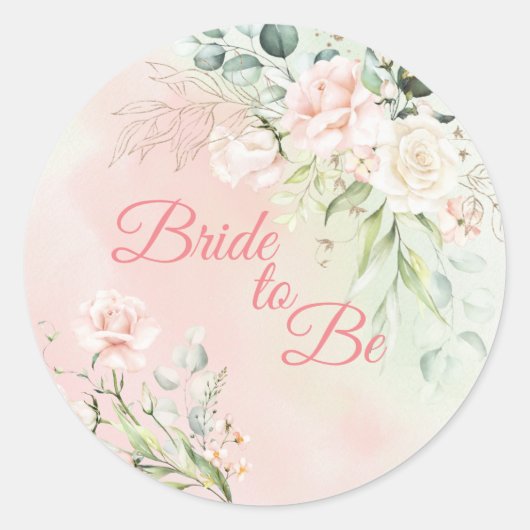 Bieden van Floral Bride om een elegant roze script Ronde Sticker (Voorkant)