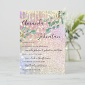Bieden van monogram - Florals Mint Glitter Roos Kaart (Staand voorkant)