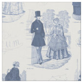 Biedermeier Blue en White  French Toile Stof (Close Up)