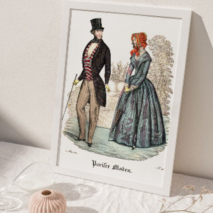 Biedermeier Couple in Garden  Mode Bord Poster