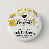 Biedt Afstudeerder Pet Gold Confetti Streamers op Ronde Button 5,7 Cm (Voorkant)