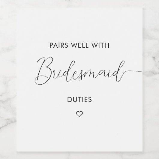 Biedt een goed parcours met een bridesmaïde ontwer wijn etiket (Enkel label)