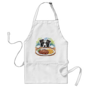 Biefstuk en friet met Border Collie Funny Dog Love Standaard Schort