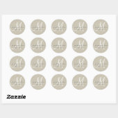 Biege Linen Rustic Wedding Favor Sticker (Feuille)