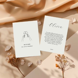 Biege Minimal Be My Bridesmaid Invitation Kaart