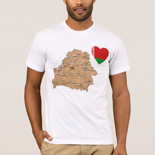 Biélorussie Drapeau Coeur et carte T-shirt (Devant)
