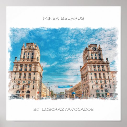 Biélorussie Minsk Ville Architecture Poster de la  (Devant)