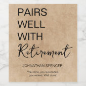 Bien avec la retraite - Drôle Vin Étiquette cadeau (Étiquettes simples)