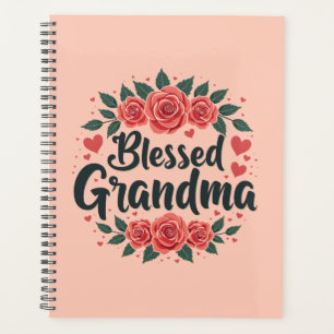 Bienheureuse Grand-mère Florale Vintage Rose Typog