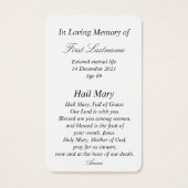 Bienheureuse Mère Vierge Marie En Mémoire Carte De (Dos)