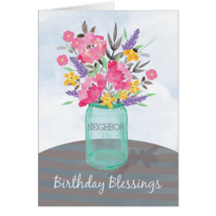 Bienheureux Anniversaires voisins Jar Vase avec fl