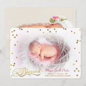 Bienheureux Confetti Photo fille Faire-part de nai (Devant / Derrière)