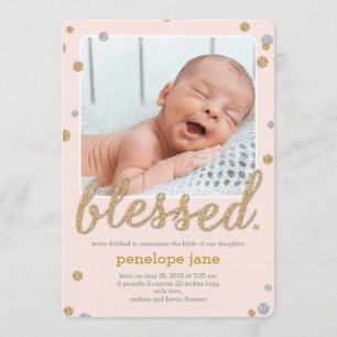 Bienheureux Faire-part de naissance - Rose