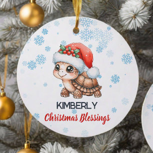 Bienheureux Noël mignonne ornement de tortue