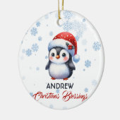 Bienheureux Noël Pingouin mignon Ornement (Gauche)