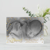 Bienheureux Photo Gold Confetti Faire-part de nais (Debout devant)